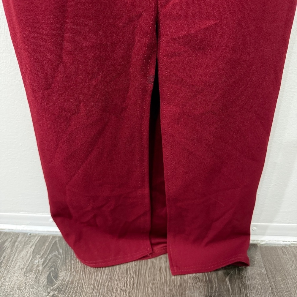 PrettyLittleThings Red Off the Shoulder Long Sleeve Maxi Dress - Picture 3 of 10